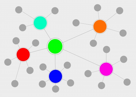 Illustration of a complex network with different clusters の写真素材