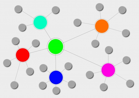 Illustration of a complex network with different clusters の写真素材