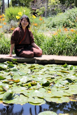 portrait of a Japanese woman with traditional clothingの写真素材