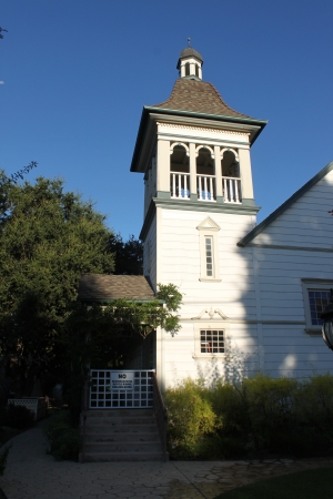Bell tower of the Nazarene Church in Ojai Californiaの写真素材