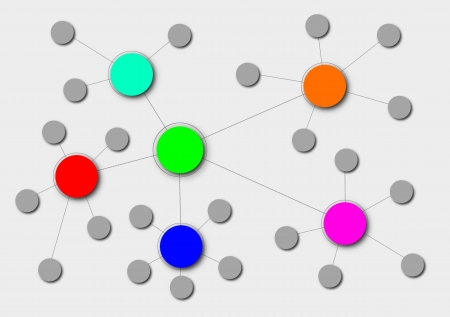 Illustration of a complex network with different clusters の写真素材