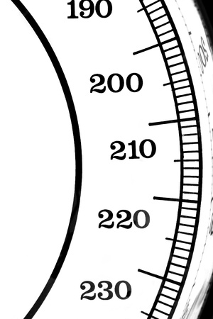 Segment of a scale with the numbers 190-230の写真素材