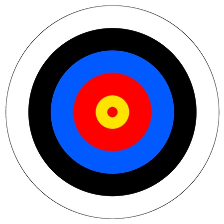 Target with red yellow black white and blue rings の写真素材