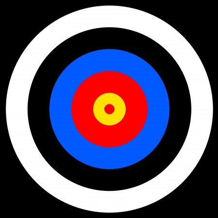Target with red yellow black white and blue rings の写真素材