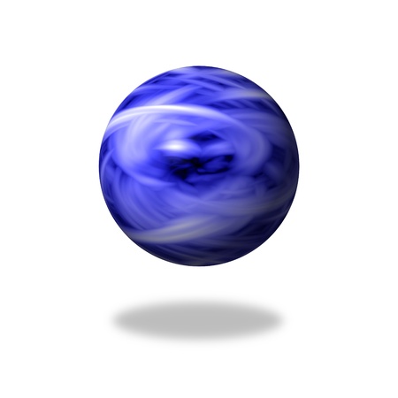 Blue flame marble on white background with shadowの写真素材