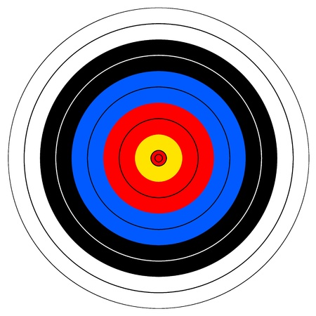 Target with red yellow black white and blue rings の写真素材