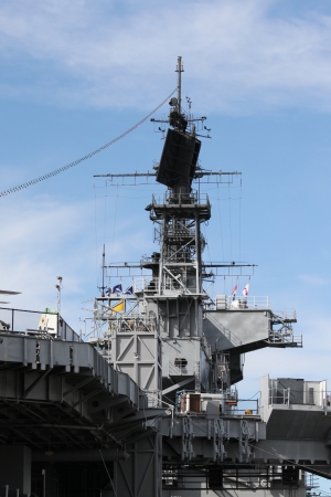 Radar system of the USS Midway in San Diego の写真素材