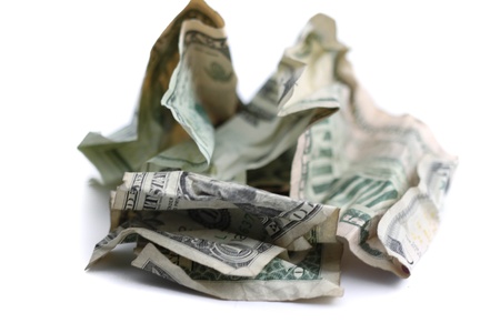 US dollar paper money on white background の写真素材