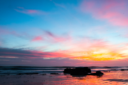 Sunset at Handry's Beach in Santa Barbara.の写真素材