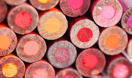 The backs of color pencils build a background.の写真素材