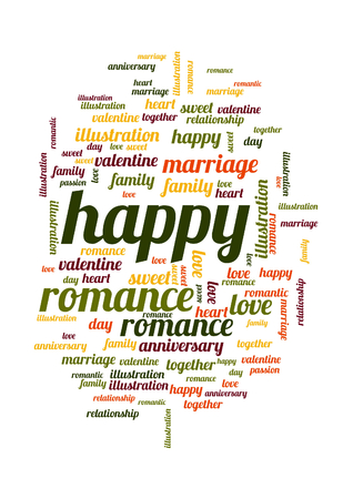 Happy word and tag cloud on white background の写真素材