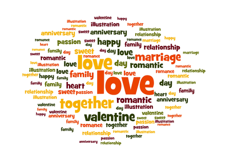 Love word and tag cloud on white background の写真素材