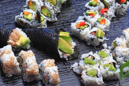 Healthy very popular Japanese food sushi.の写真素材