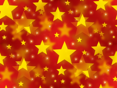 Golden christmas stars on a seamless red background.の写真素材