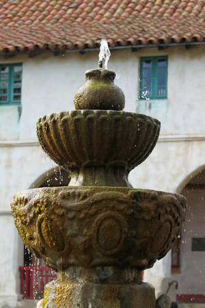 The Historic Mission Santa Barbara in California USA with fountain in the foreground.のeditorial素材