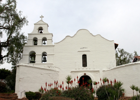 Outside shot of the San Diego Mission Basilica.の写真素材