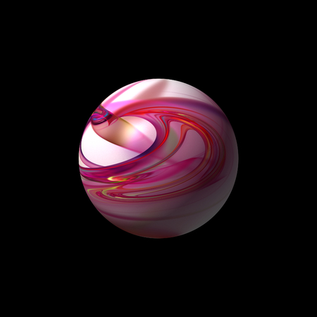 Red color fractal globe on a black background.の写真素材