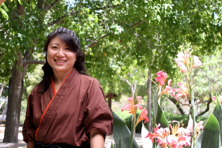 Portrait of a Japanese woman with traditional clothing.の写真素材