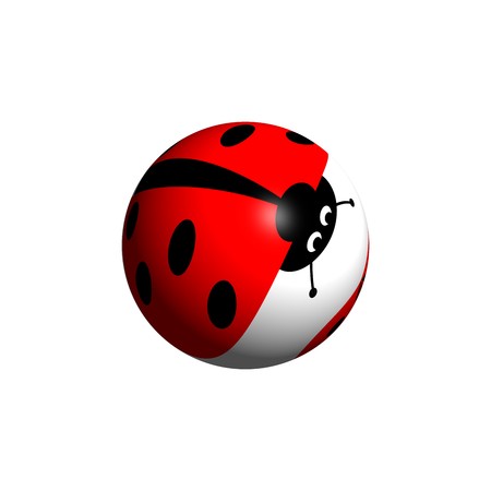 A ladybug globe looking down on white background.の写真素材