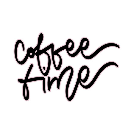 Coffee time. Hand drawn lettering. Vector quote. Typography design elements for prints, cards, posters, products packaging, branding.のイラスト素材