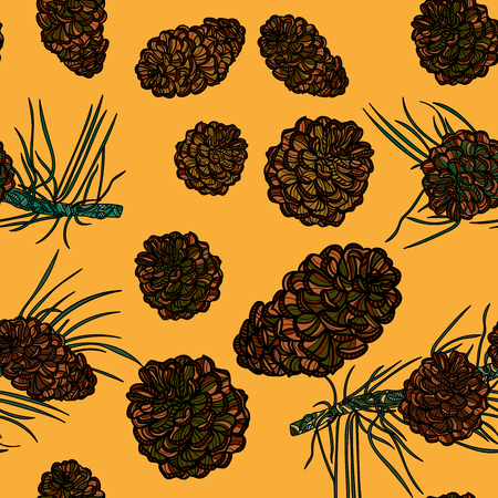 Hand drawn illustrations pattern of pinecones.のイラスト素材