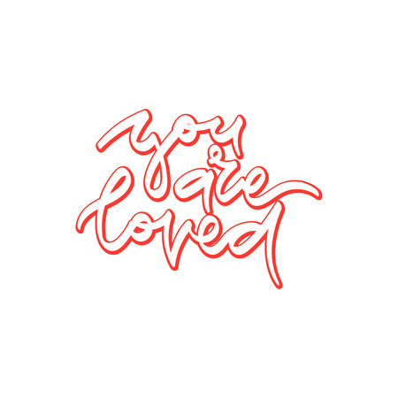 You are loved. Hand drawn  lettering about love. Vector illustration. Typography design elements for prints, cards, posters, products packaging, branding.のイラスト素材