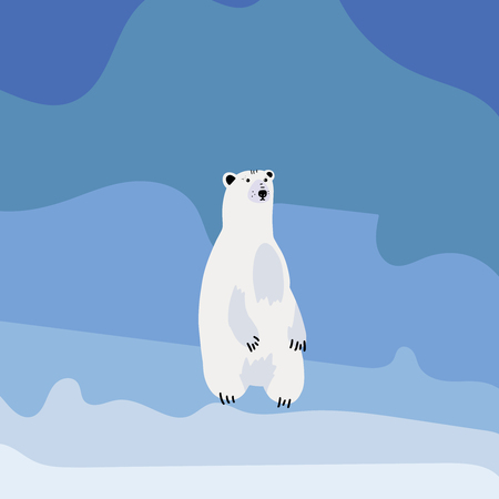 Cute polar bear set. Flat hand drawn vector design with handwritten lettering - polar bear. Isolated cartoon illustration.のイラスト素材