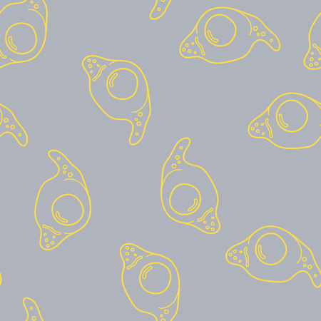 Egg seamless pattern on grey background. Vector illustration for ads, menu and web banner designs. Organic and healthy food concept.のイラスト素材