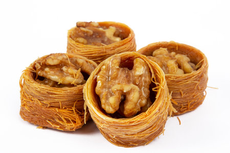 baklava on white background. Baklava is a traditional Turkish dessert