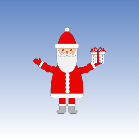 Santa Claus with gifts on a blue background. flat icon. vector illustration.のイラスト素材