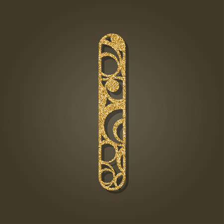 Gold letter I for laser cutting. English alphabet. Vector illustration.のイラスト素材