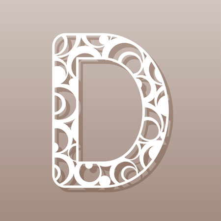Letter D for laser cutting. English alphabet. Vector illustration.のイラスト素材