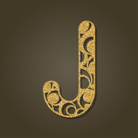 Gold letter J laser cut. English alphabet. Vector illustration.のイラスト素材