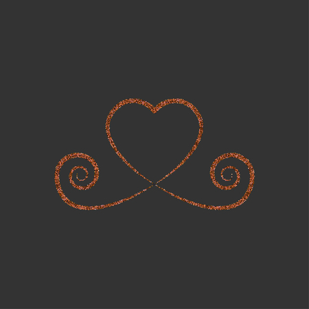 decorative heart made of red gold icon. glitter logo, love symbol on a black background. use in decoration, design. vector illustration.のイラスト素材