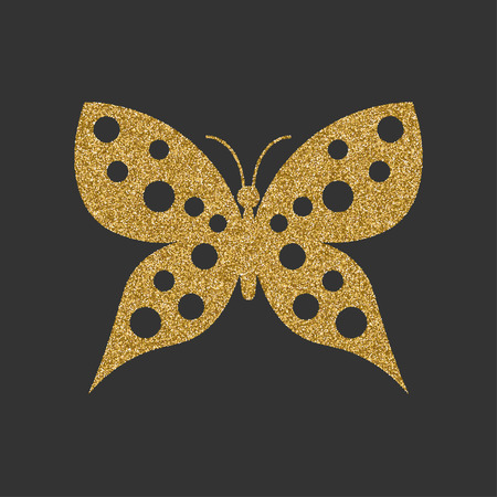 Golden butterfly with decorative round pattern. Vector illustration.のイラスト素材
