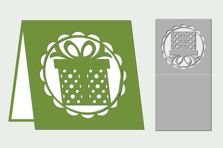 Greeting card for cutting with laser, plotter. Silhouette design. Can be used for congratulations on birthday, Christmas, new year, Valentine's day. Vector illustration.のイラスト素材