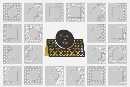 Set template cards to cut. Topper. Use for congratulations, invitations, presentations, weddings. Vector illustration.のイラスト素材