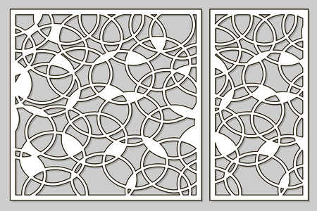 Template for cutting. Abstract circle pattern. Laser cut. Set ratio 1:1, 1:2. Vector illustration.のイラスト素材