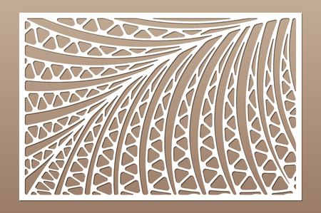 Decorative card for cutting. Leaves foliage palms fern
 pattern. Laser cut. Ratio 2:3. Vector illustration.のイラスト素材