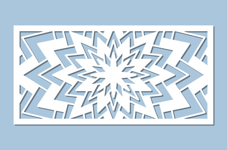 Set decorative card for cutting. Geometry, line, flower pattern. Laser cut panel. Ratio 1:2. Vector illustration.のイラスト素材