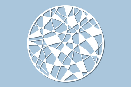 Set decorative circle card for cutting. Mosaic line pattern. Laser cut panel. Vector illustration.のイラスト素材