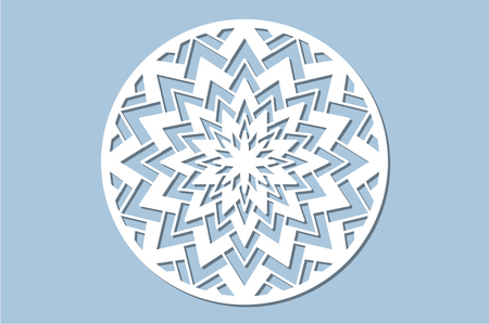 Set decorative circle card for cutting. Geometry, line, flower pattern. Laser cut panel. Vector illustration.のイラスト素材