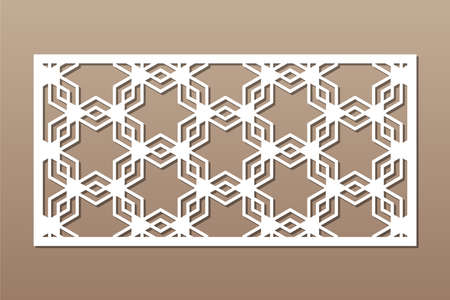 Set decorative card for cutting. Line, star, arabesque pattern. Laser cut. Ratio 1: 2. Vector illustration.のイラスト素材