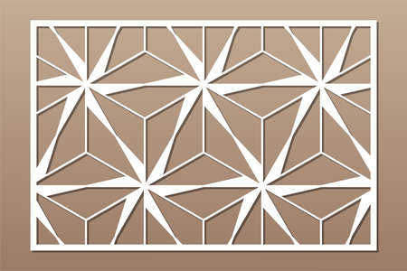 Decorative card for cutting. Arab geometric mosaic pattern. Laser cut. Ratio 2: 3. Vector illustration.のイラスト素材