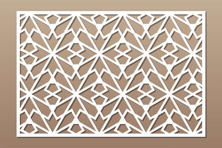 Decorative card for cutting. Arab geometric mosaic pattern. Laser cut. Ratio 2: 3. Vector illustration.のイラスト素材