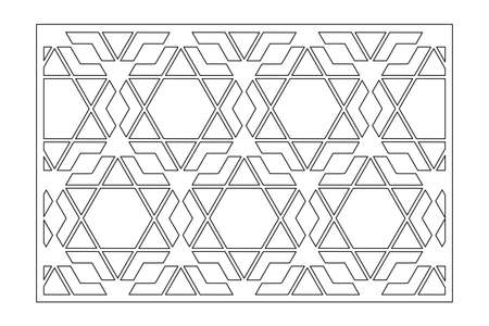Decorative card for cutting. Arabic linear mosaic pattern. Laser cut. Ratio 3: 2. Vector illustration.のイラスト素材