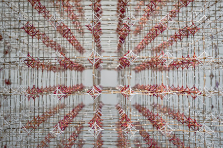 Wood and thread grid pattern background