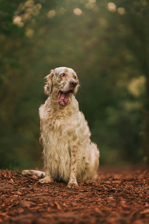 Portrait of a dog in the forest
