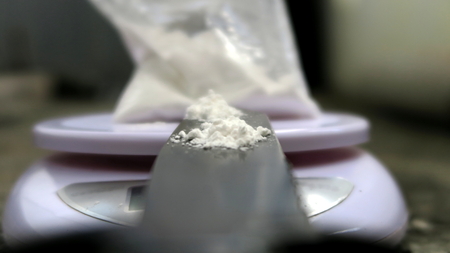 Digital scale measuring drugの写真素材