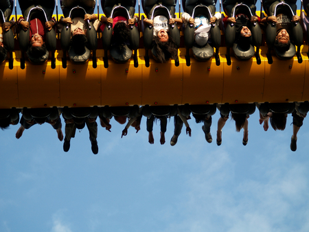 Jakarta, Indonesia - June 1, 2008: People enjoying riding a Tornado in Dufan Ancolのeditorial素材